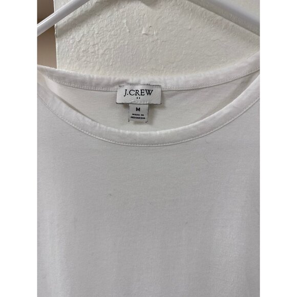 🌸3/$15🌸JCrew White Tank Top with Blue & White Striped Ruffled Hem sz M - Picture 2 of 4